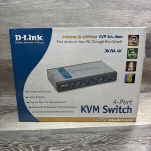 D-Link DKVM-4K 4‑Port PS/2 VGA KVM Switch — Genuine Brand New